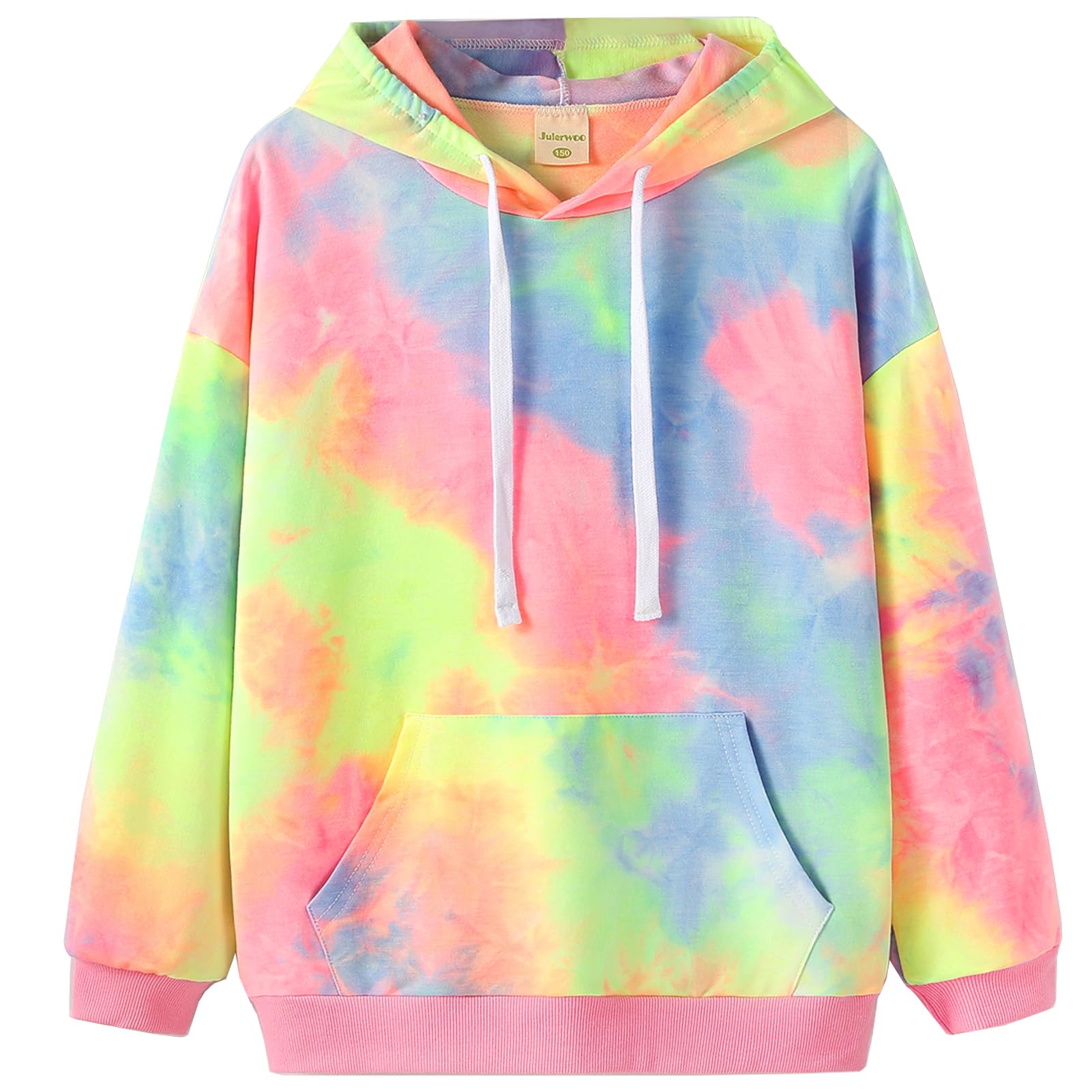 Julerwoo Toddler Cotton Tie Dye Sweatshirts Girls' Pink Pullover Sweatshirts Hoodie(3T, Pink Tiedye)