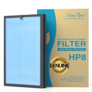 simpure hp8 original hepa replacement filter compatible with simpure hp8 air purifier, sp-hp8-rf (not for other simpure air purifiers)