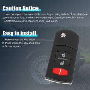 X AUTOHAUX New Car Replacement Keyless Remote Key Fob Shell Case BGBX1T478 for Mazda 2 3 5 Cx-7 Cx-9 3 Key Button Black