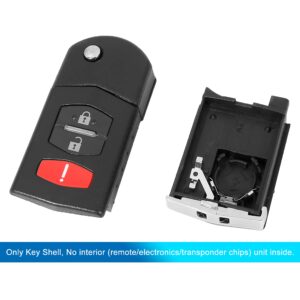 X AUTOHAUX New Car Replacement Keyless Remote Key Fob Shell Case BGBX1T478 for Mazda 2 3 5 Cx-7 Cx-9 3 Key Button Black