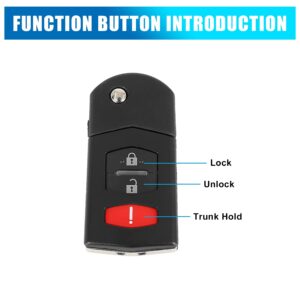 X AUTOHAUX New Car Replacement Keyless Remote Key Fob Shell Case BGBX1T478 for Mazda 2 3 5 Cx-7 Cx-9 3 Key Button Black