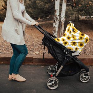 Baby Car Seat Covers Sunflower, Nursing Cover Breastfeeding Scarf/Shawl, Infant Carseat Canopy, Stretchy Soft Breathable Multi-use Cover Ups, Yellow Floral