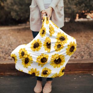 Baby Car Seat Covers Sunflower, Nursing Cover Breastfeeding Scarf/Shawl, Infant Carseat Canopy, Stretchy Soft Breathable Multi-use Cover Ups, Yellow Floral