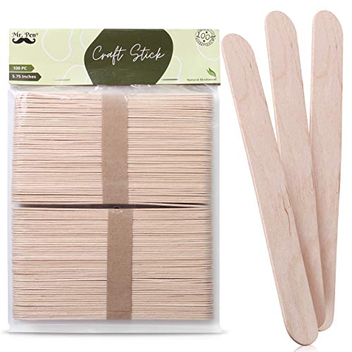 Mr. Pen- Jumbo Wooden Craft Sticks, 100 Pack, 5.75 inch, Craft Sticks, Popsicle Sticks for Crafts, Large Popsicle Sticks, Jumbo Popsicle Sticks, Wax Sticks for Waxing, Large Popsicle Sticks Jumbo