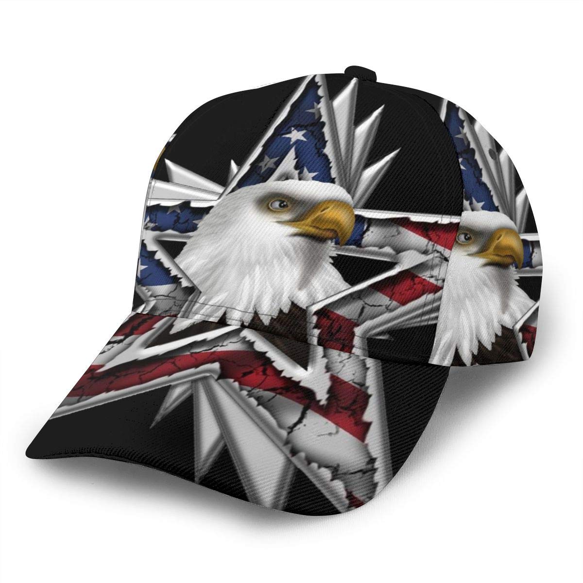 American Flag Bald Eagle Star Dad Hat Classic Baseball Cap Panel Cap Black