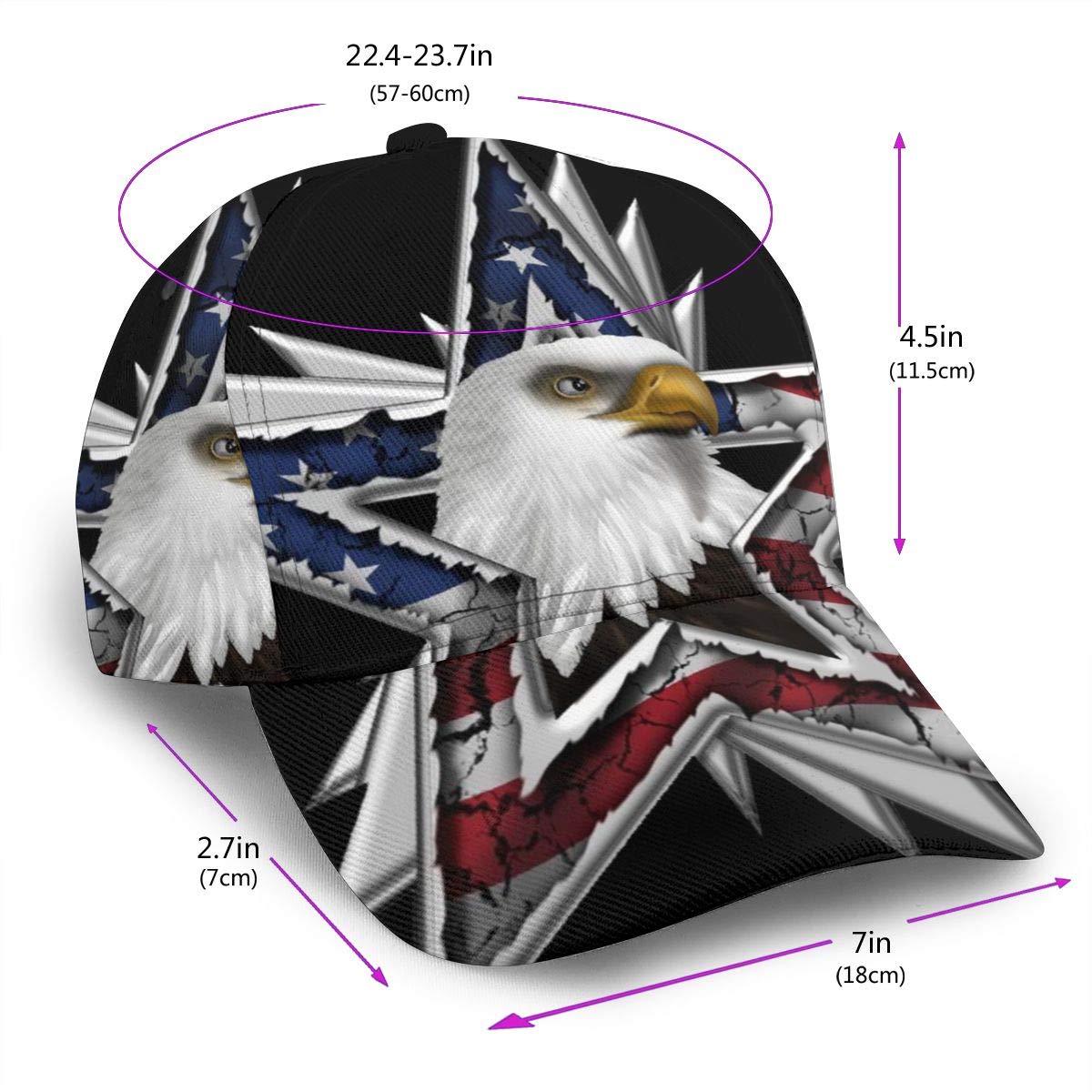 American Flag Bald Eagle Star Dad Hat Classic Baseball Cap Panel Cap Black