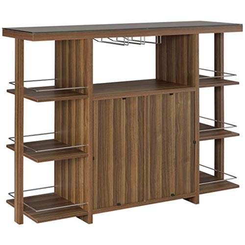 Stonecroft Furniture Modern Home Bar with Wine Storage in Walnut