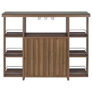 Stonecroft Furniture Modern Home Bar with Wine Storage in Walnut