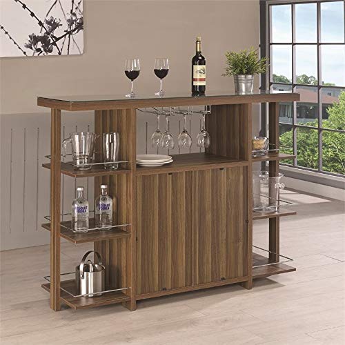 Stonecroft Furniture Modern Home Bar with Wine Storage in Walnut