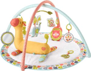 fisher-price go wild gym & giraffe wedge, infant activity gym with large playmat, musical -toy and tummy time support wedge for babies [amazon exclusive]
