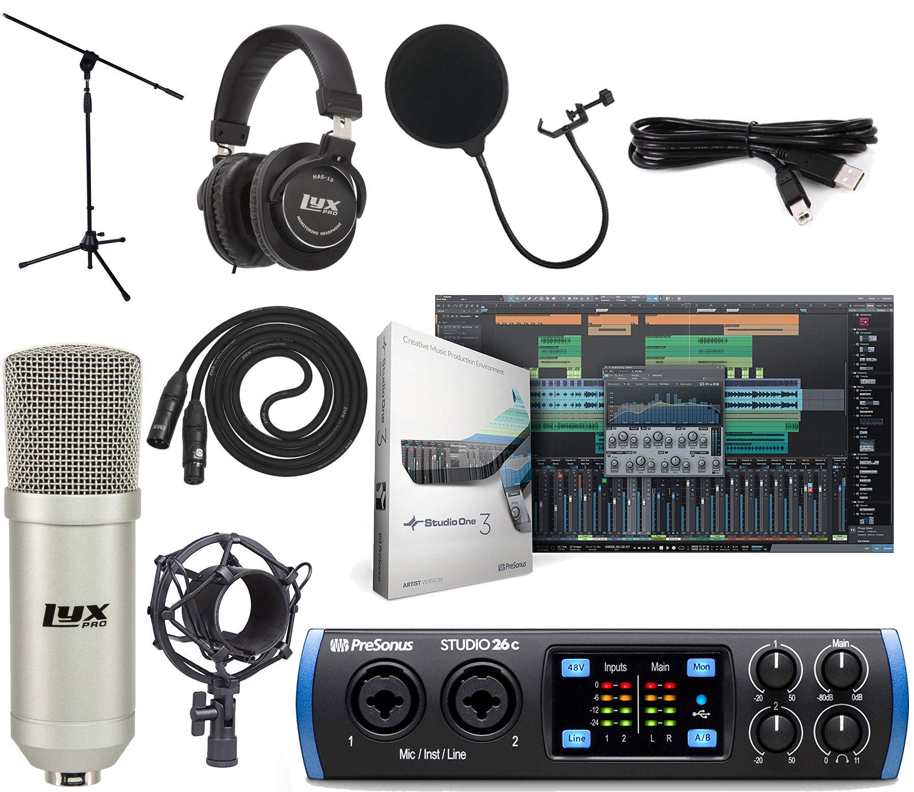 PreSonus Studio 26c 2x4,192 kHz USB Audio/MIDI Interface Studio Bundle with Studio One Artist Software Pack