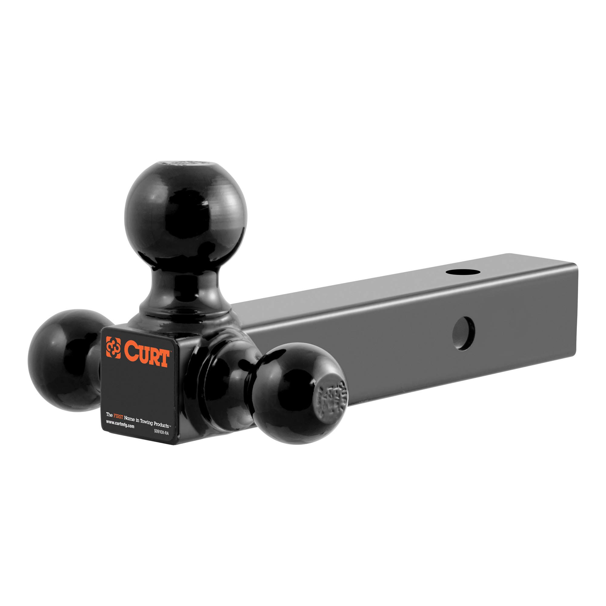 CURT 45652 Multi-Ball Trailer Hitch Ball Mount, 1-7/8, 2, 2-5/16-Inch Balls, Fits 2-Inch Receiver, 10,000 lbs