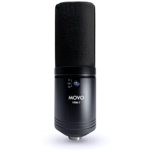 movo vsm-7 large diaphragm, multi-pattern studio condenser microphone with shock mount, pop filter, and xlr cable - studio microphone for music, vocals, podcasting, gaming, streaming and more