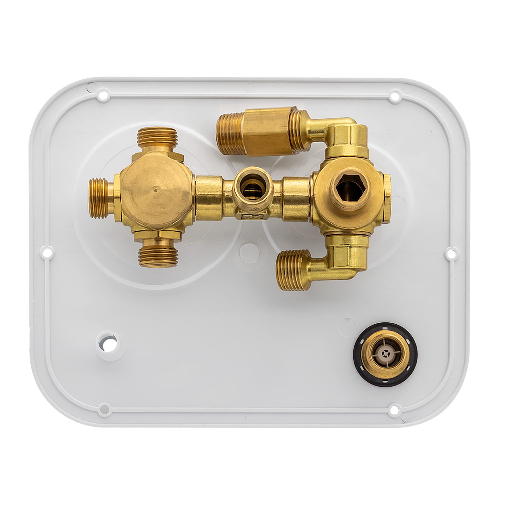 ABCO RV MANRV102-RF RV Water Service Panel with 4 Function Low Lead Brass Valve Supply & 2 Function Water Heater Bypass for Tank Filling & Maintenance