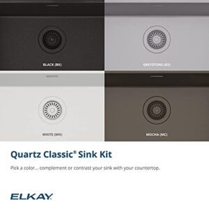 Elkay Quartz Classic ELGHU3322RGS0C 33" x 22" x 10", Offset 60/40 Double Bowl Undermount Sink Kit with Aqua Divide, Greystone