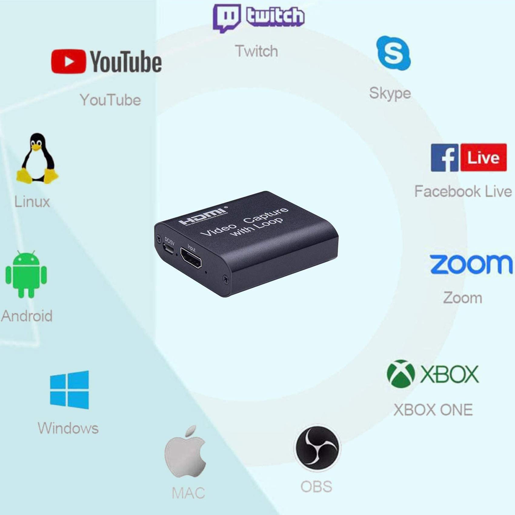 HDMI Capture Card USB2.0, TOKANI 1080P Audio Video Game Capture Converter with Loopout Support 4K Input 1080p Output for PS3 PS4 Xbox Wuli Live OBS Stream and Recorder