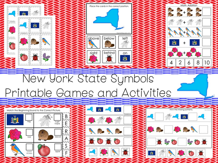 30 Printable New York State Symbols themed Games and Activities