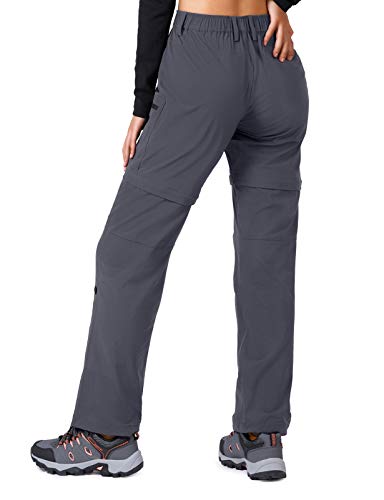 Cycorld Women's-Hiking-Pants-Convertible Quick-Dry-Stretch-Lightweight Zip-Off Outdoor Pants with 5 Deep Pocket（Grey, Large