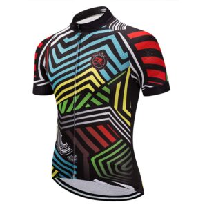 psport grid men's cycling jersey short sleeve bike shirts with 3 pocket reflective