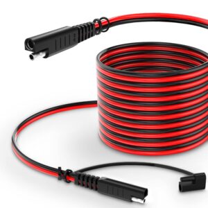 electop sae to sae extension cable 15feet quick connect disconnect sae power connector cable wire harness 14awg with dust cap for automotive rv motorcycle solar panel sae plug battery charging cable