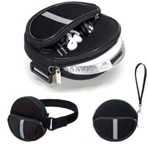 portable cd player holder with cd case, water resistant fanny pack with wrist strap for women & men (6.5inch).