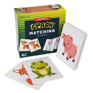 spark innovations animal matching cards, kids game, memory game with animal picture cards, toddler games, matching game, preschool games