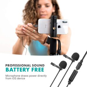 Movo Dual Lavalier Microphone System for iPhone - Auxiliary