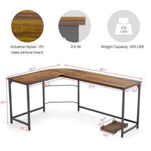 Weehom Reversible L Shaped Computer Desk, Large Corner Computer Gaming Desks for Home Office, Sturdy PC Laptop Workstation Wooden Table with Lots of Leg Room and Surface Top Space