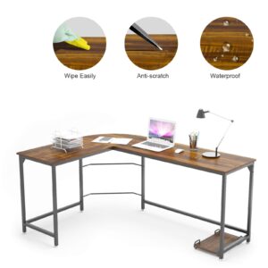 Weehom Reversible L Shaped Computer Desk, Large Corner Computer Gaming Desks for Home Office, Sturdy PC Laptop Workstation Wooden Table with Lots of Leg Room and Surface Top Space