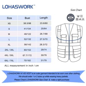 LOHASWORK Reflective Mesh Safety Vest - High Visibility Multi Pockets Breathable Workwear, ANSI/ISEA Standard (Medium, Black)