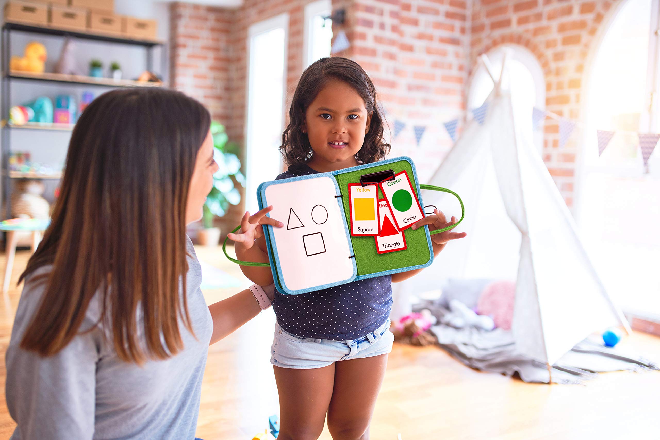 SMILE A WHILE Montessori Toys for Toddlers Kids Busy Board with Attached Doodle Board Quiet Book Sensory Toy Excellent for Preschool Activities and homeschooling Great Toddler Travel Activities