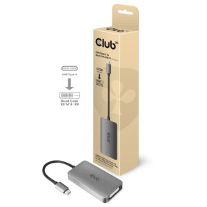 Club3D CAC-1510-A USB Type C to Dual Link DVI-D Cable Adapter Support 3840x2160@30hz, 2560x1600@60Hz HDCP Off for Apple Cinema Displays M/F