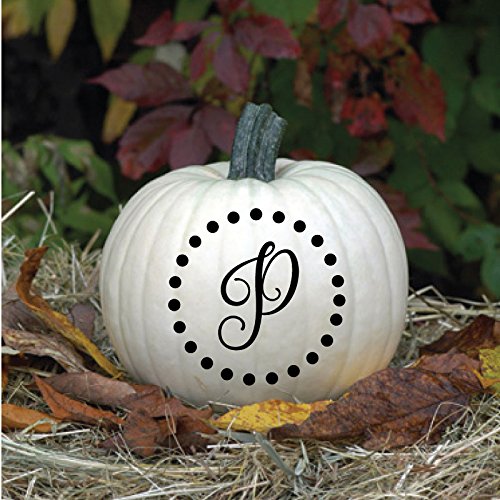 Monogram Halloween Vinyl Decal | Personalized Pumpkin Decor | Customized Letter with Circle of Dots Halloween Home Decor, Thanksgiving, or Fall Harvest Decorations| Decal Only | CustomVinylDecor