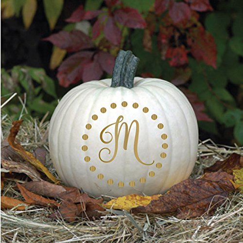 Monogram Halloween Vinyl Decal | Personalized Pumpkin Decor | Customized Letter with Circle of Dots Halloween Home Decor, Thanksgiving, or Fall Harvest Decorations| Decal Only | CustomVinylDecor