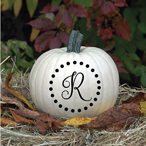 Monogram Halloween Vinyl Decal | Personalized Pumpkin Decor | Customized Letter with Circle of Dots Halloween Home Decor, Thanksgiving, or Fall Harvest Decorations| Decal Only | CustomVinylDecor