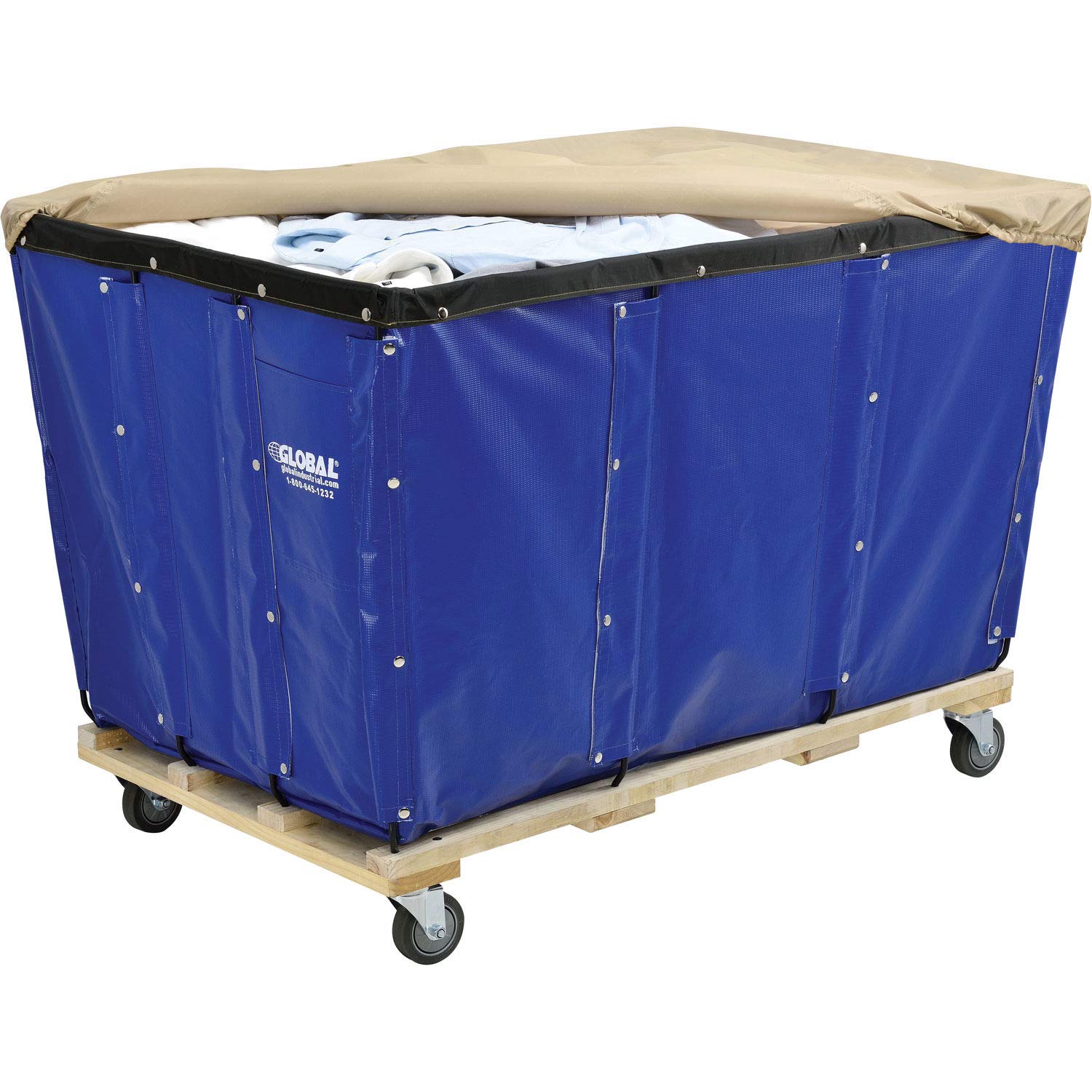 Global Industrial 24 Bushel, Blue Vinyl Basket Bulk Truck, Unassembled