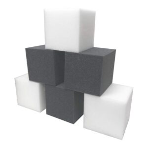 foamma charcoal and white foam pit cubes/blocks 4” x 4” x 4” 100 pack for gymnastics, freerunning and parkour courses, skateboard parks, bmx, trampoline arenas