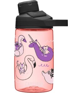 camelbak chute mag kids bpa free water bottle with tritan renew, 14oz, floatie cats