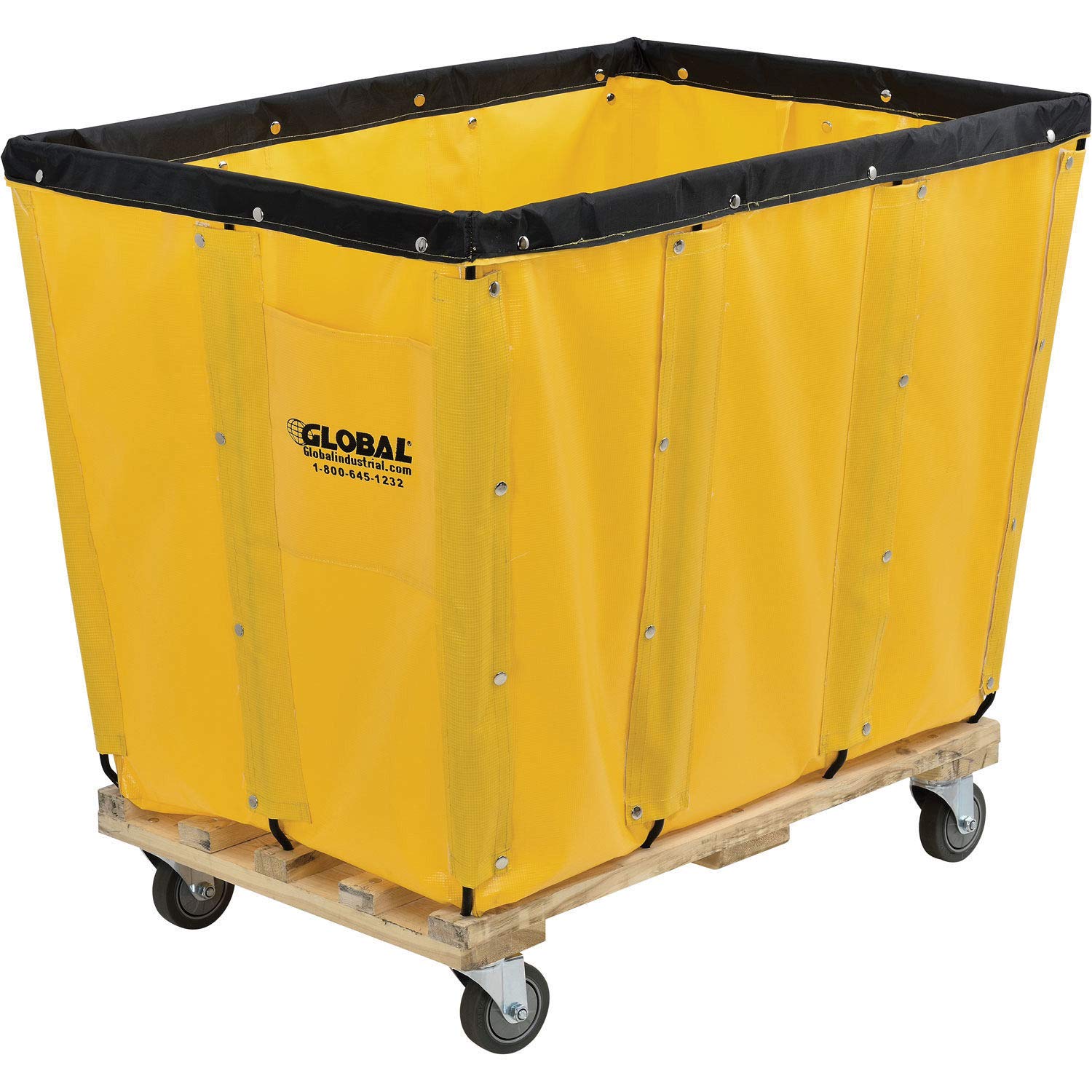 Global Industrial 16 Bushel, Yellow Vinyl Basket Bulk Truck, Unassembled, 40"L x 28"W x 35"H