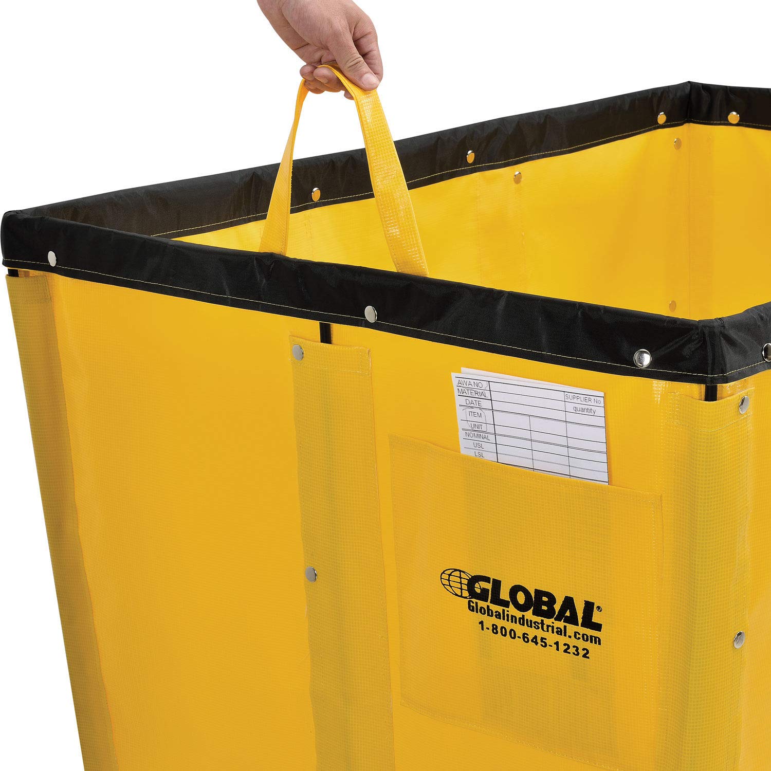 Global Industrial 16 Bushel, Yellow Vinyl Basket Bulk Truck, Unassembled, 40"L x 28"W x 35"H