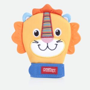 nuby happy handimals teething mitten, lion