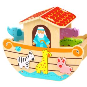 woody treasures Wooden Toys - Noah's Ark Toy (Educational & Development Toys, Great Gift for Girls and Boys)