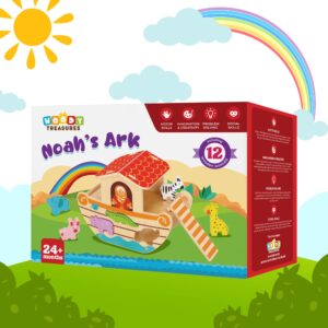 woody treasures Wooden Toys - Noah's Ark Toy (Educational & Development Toys, Great Gift for Girls and Boys)