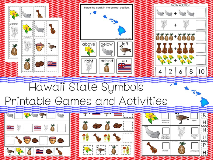 30 Printable Hawaii State Symbols themed Games and Activities