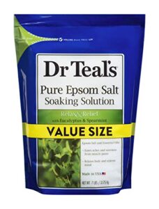 dr. teal's eucalyptus & spearmint soaking solution (1 bag, 7lb) - blended with pure epsom salt - stimulate and soothe the senses - ease pain & soreness in the body at home - value size bag
