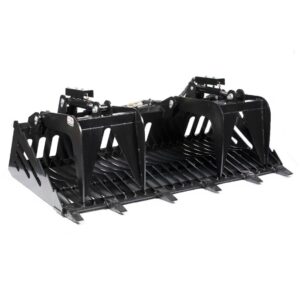 titan attachments 82-in fine grade rock grapple skeleton rake with teeth, universal skid steer quick tach