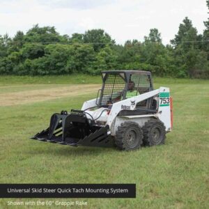 Titan Attachments 82-in Fine Grade Rock Grapple Skeleton Rake with Teeth, Universal Skid Steer Quick Tach