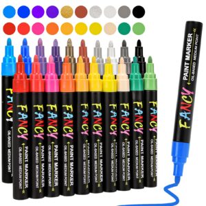emooqi paint pens, paint markers 20 pack oil-based painting pen set for rocks painting wood plastic canvas glass mugs diy craft