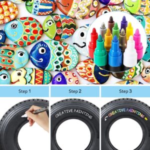 Emooqi Paint Pens, Paint Markers 20 Pack Oil-Based Painting Pen Set for Rocks Painting Wood Plastic Canvas Glass Mugs DIY Craft