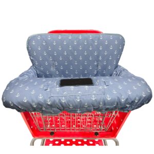 shopping cart cover for baby grocery cart cover for baby boy and baby girl, high chair cover for baby and toddler, baby registry gift - waterproof - extra large - cotton - double sided (blue)